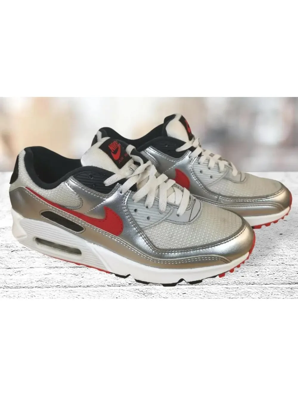 Nike Men’s Air Max 90 Training‎ Size 9.5 Silver/Red DX4233-001